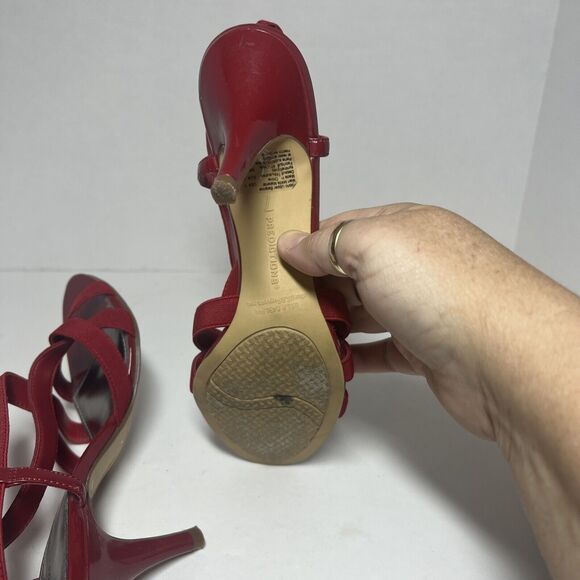 Predictions Women’s Red Strapped Sandal Shoes 3” Heels Sz 7 M Slingback - Picture 10 of 11